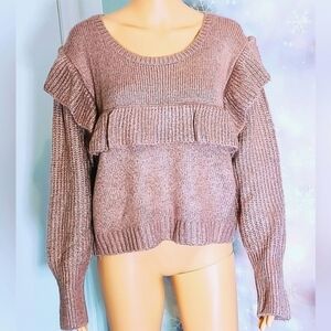 WILD FABLE RUFFLE FRONT BISHOP SLEEVE CROPPED SWEATER WOMEN'S SIZE XXL